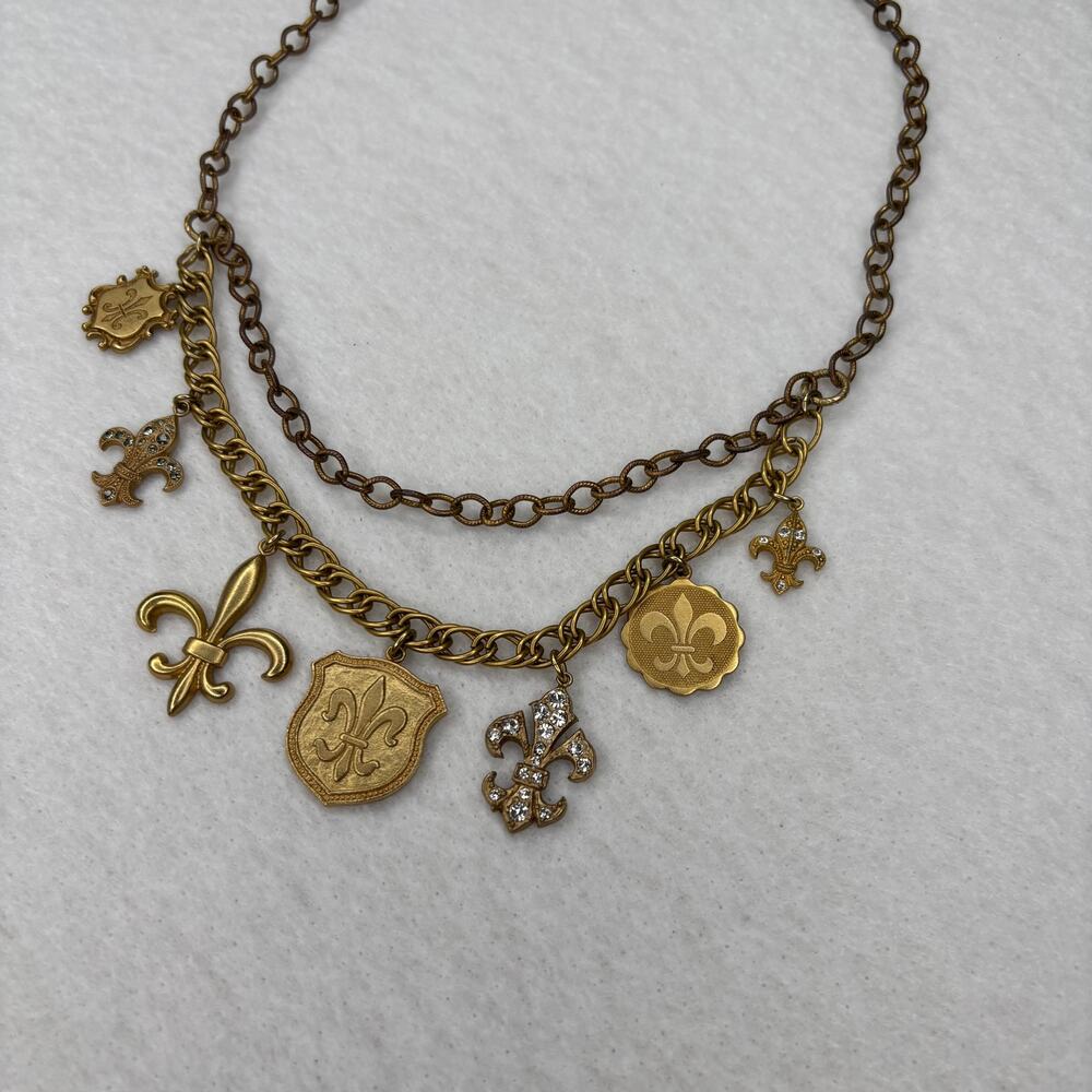 Catherine Popesco La Vie Parisienne Fleur de Lis Multi Strand Charm Necklace